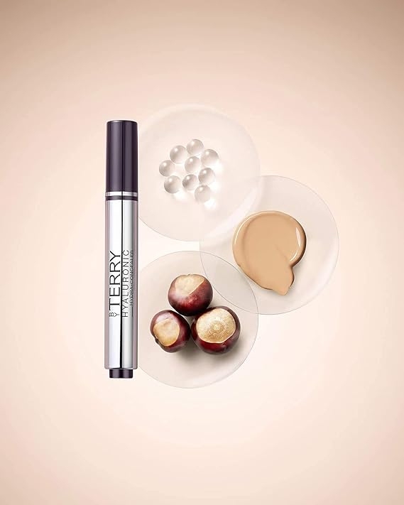 By Terry Hyaluronic Hydra-Concealer, Buildable Coverage Cream Concealer, Brightens & Protects, Vegan Formula, 100 Fair, 0.22 oz