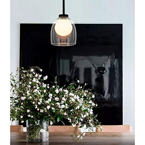 Suspension postmoderne en verre clair E27 pour l'éclairage de votre salon