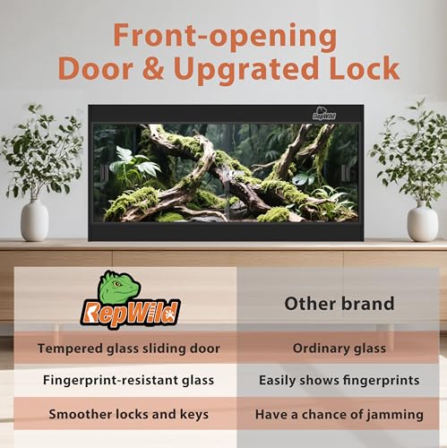 Image of 20 Gallon PVC Reptile Enclosure, RepWild 24 inchx18 inchx12 inch Terrarium /Tank with Heavy-Duty Screen Top, Glass Sliding Doors & Lock for Bearded Dragons, Ball Python, Geckos, Lizards