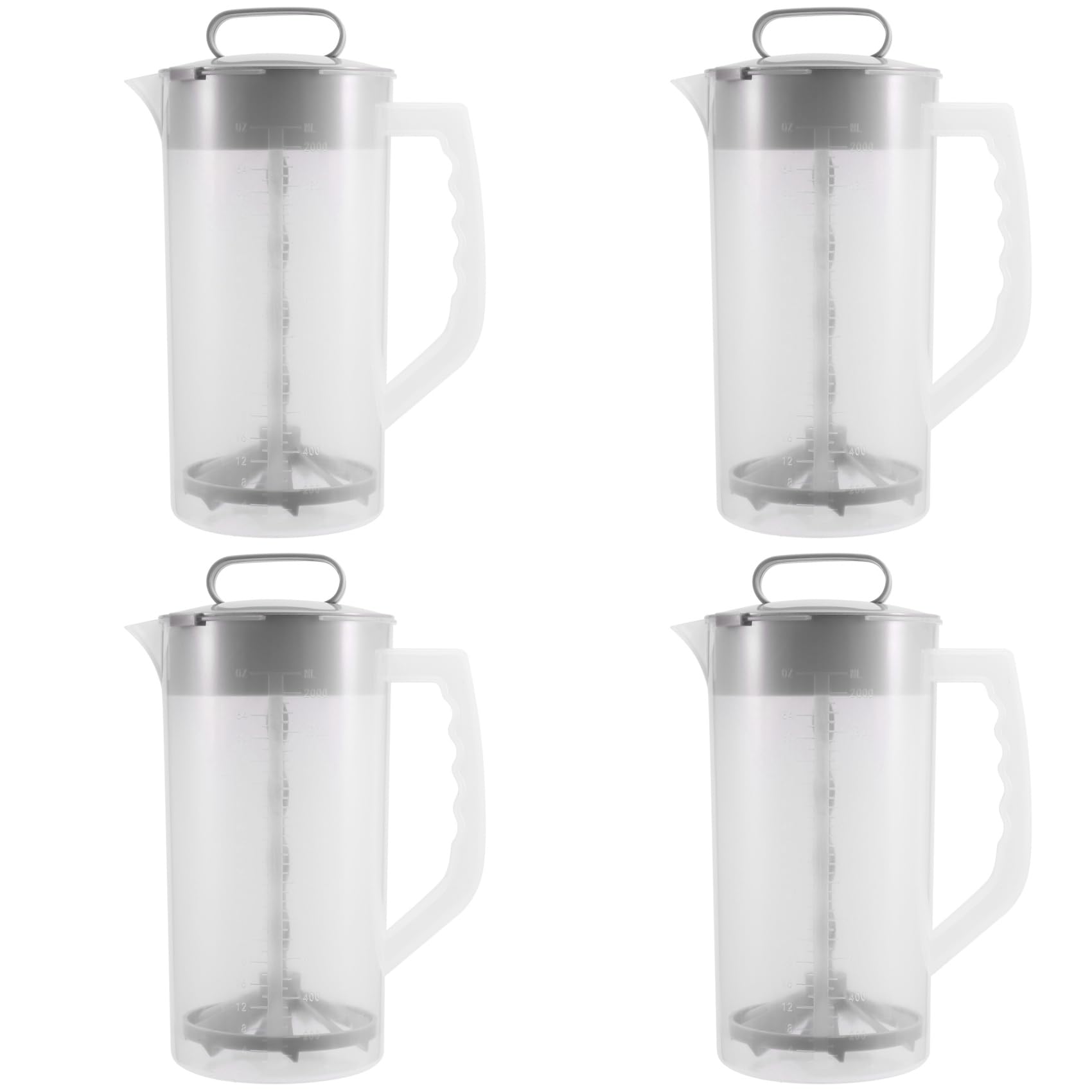 Hndhbfgrt 4X Mixing Pitcher for Drinks,2 Quart/64oz Plastic Water Pitcher with Lid,Easy-Mix Juice Container,Angled Plastic Blades