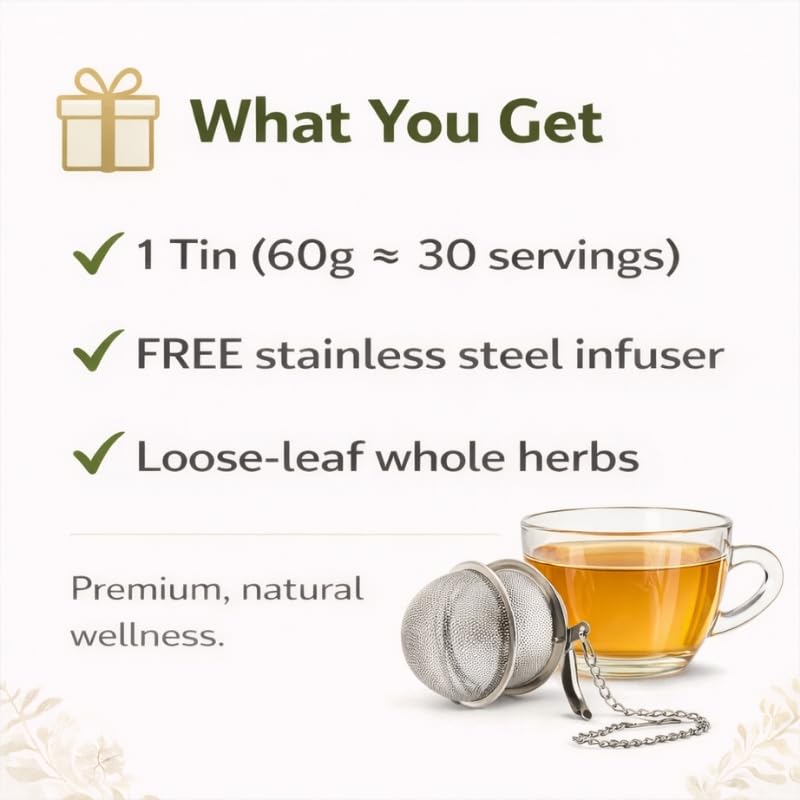 Image of TEAVINE Happy Sleep Herbal Infusion | Natural Relaxing Blend for Restful Sleep & Calm | 100% Natural Ingredients | With Complimentary SS Infuser