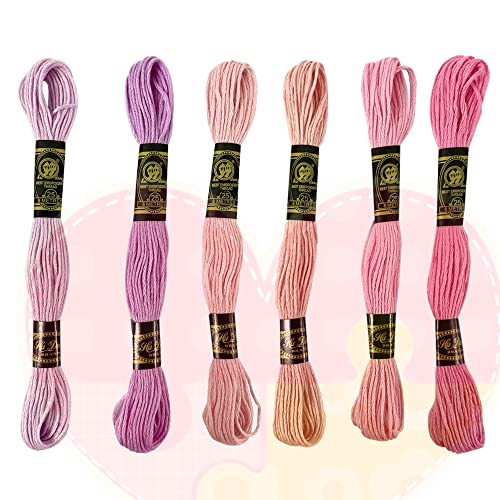 Kit 6 Meadas Linha De Bordar Bordado Manual Ponto Cruz (Meada Rosa)