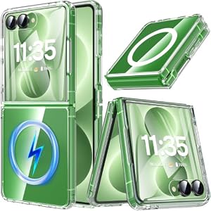 OWKEY für Samsung Galaxy Z Flip 8 Hülle, Magnetisch Samsung Flip 8 Hülle Kompatibel mit Magsafe, [Militärschutz Stoßfest] Handyhülle Samsung Flip8 Case Transparent Rückseite Dünn Cover Schutzhülle, Clear