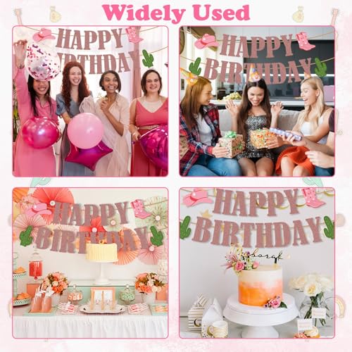 Image of Western Birthday Party Decorations, Cowboy Party Decorations Happy Birthday Banner Glitter Western Party Decors Hanging Banner Cowgirl Birthday Party Decors, Cowboy Decors for Home Party Supplies
