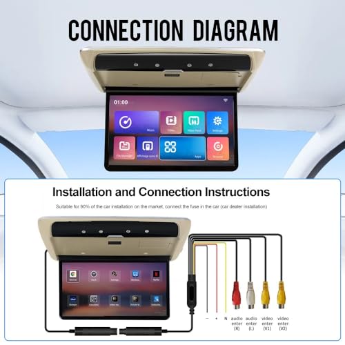 Haut-parleurs intégrés sur moniteur de toit voiture 12.2" Android IPS en gris - 5