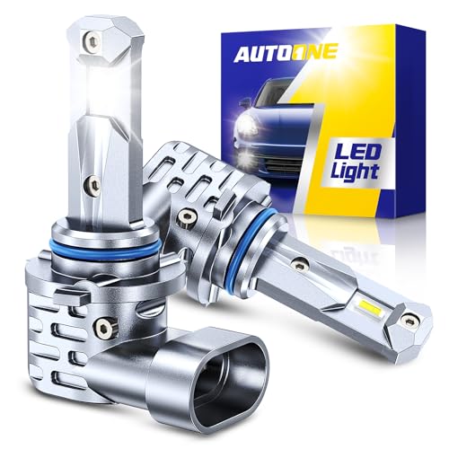 AUTOONE 9005 Light Bulbs HB3 LED, 1:1 Mini Size, 60,000LM Brightness, No Flicker 6500K Cool White, Easy 3 Min Plug and Play, IP68 Rated, Long Lifespan, 2 PCS