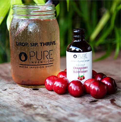 Image of Pure Inventions Water Enhancer Drops - Refreshing and Delicious - Antioxidants, Electrolytes - No Sugar, Calories, or Artificial Sweeteners - Cranberry and Elderberry (60 Servings)
