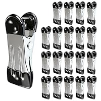 MOXYOY 20 Pcs Stainless Steel Clothes Pegs, Metal Clothe Peg Stainless Steel Peg Designed to Avoid Marks UV Resistant Metal Pegs for Clothes, Jeans, Socks, Towel, Photos (Black)