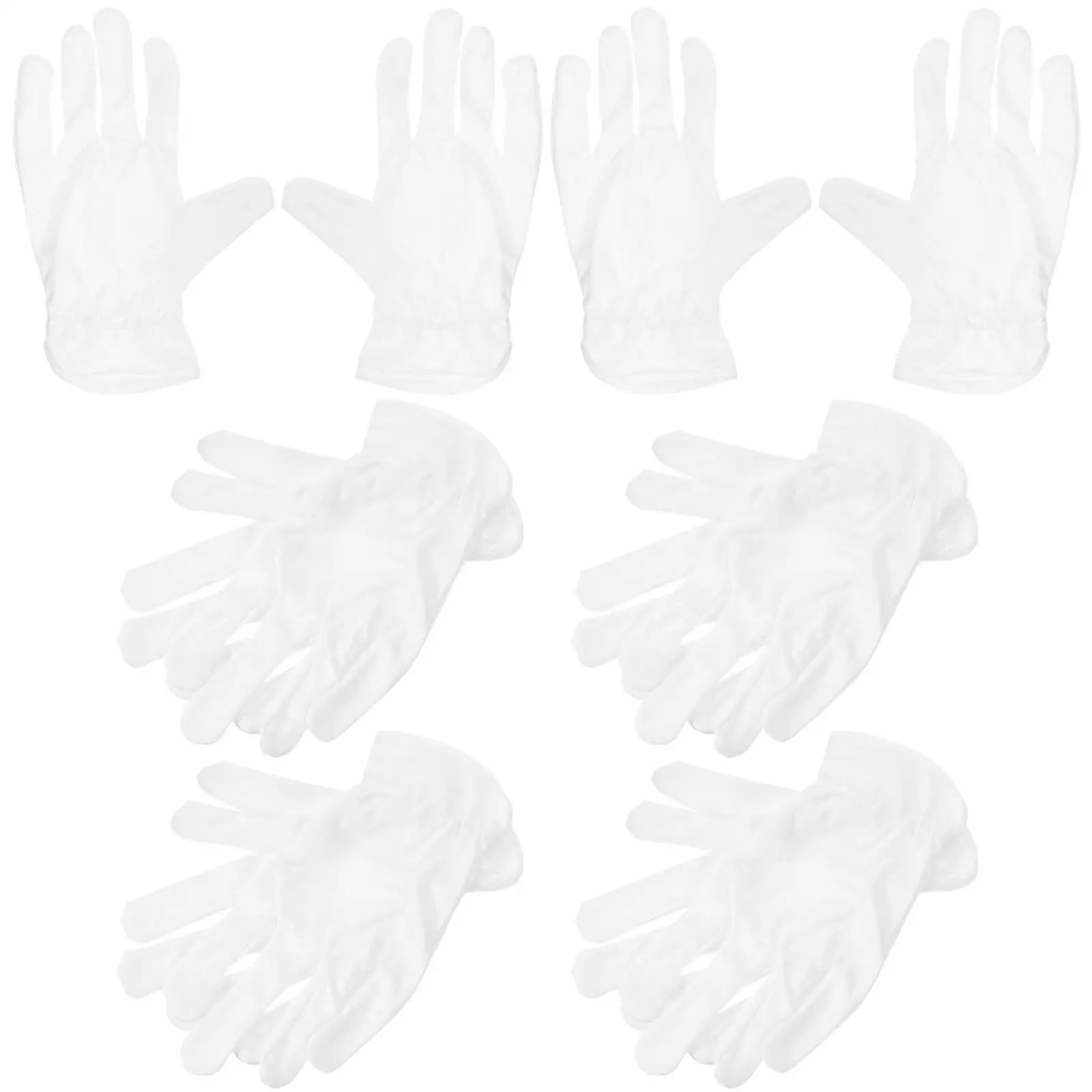 6 paia di guanti in microfibra antipolvere riutilizzabili bianchi antistatici for la pulizia di gioielli, monete, manipolazione, ispezione e protezione del lavoro