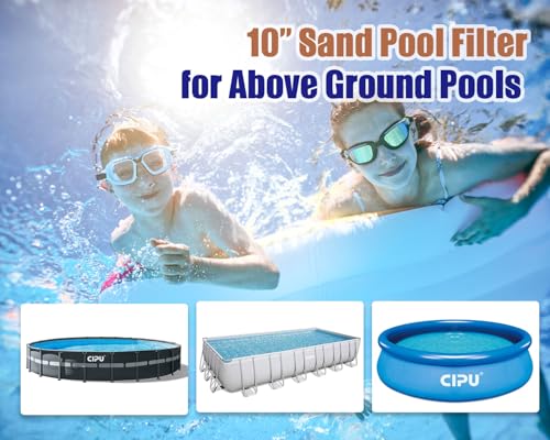 Image of CIPU 10-inch Sand Filter Pump System Handy 4-Way Valve for Above Ground Pools with 0.25HP Pool Pump 115V 6-Foot Cord to Easy Installation