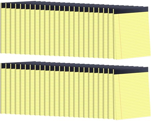 Image of 48 Pack Legal Pads Bulk,5 x 8 Inch Yellow Notepad, Note Pads College Ruled Perforated Memo Pad for Work Study Daily Note Taking List, Lined Writing Pads Memo Refills Notepads for Office Home School