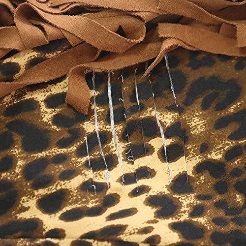 image for Tsmile Women Suede Leather Pants Fringe Tassel Leopard Print Ripped Hi