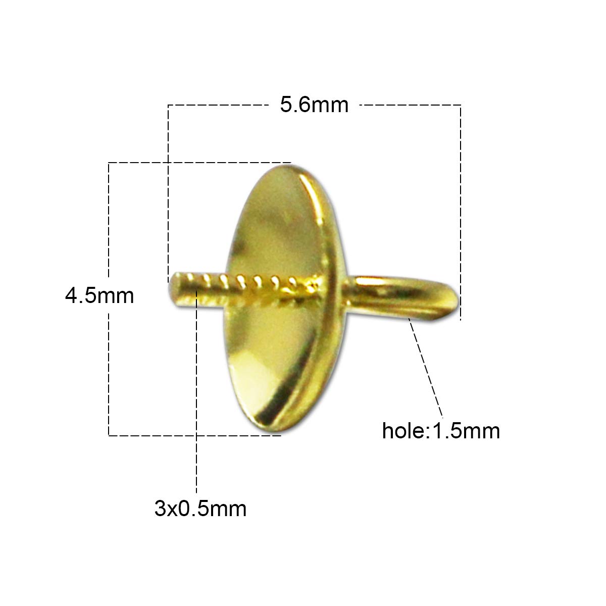 925 Sterling Silver Cap Pegs Bail Pendant Bails for Half Drilled Bead Pearl Beads 10 Pieces, 14kt Gold, 5mm - Image 4
