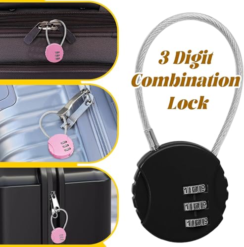 Image of 3 Digit Travel Luggage Combination Lock, Gym Padlock Mini Combination Waterproof Resettable Bag Luggage Gate Padlock Outdoor for School Locker Backpack Travel Toolbox Storage (Black)