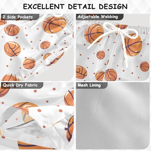 senya Basketball Pattern Boys Swim Trunks Toddler Shorts Swimwear Boardshorts3