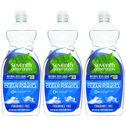 Seventh Generation Natural Dish Liquid, Fragrance Free, 25 Fl Oz, (Pack of 3)