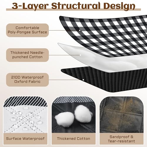 Votoko Picknickdecke 200 x 200cm, Wasserdicht Stranddecke Sandfrei mit Tragegurt, Tragbare Waschbar Strandmatte XXL Campingdecke Isoliert, Picnic Blanket für Outdoor Camping Beach Park