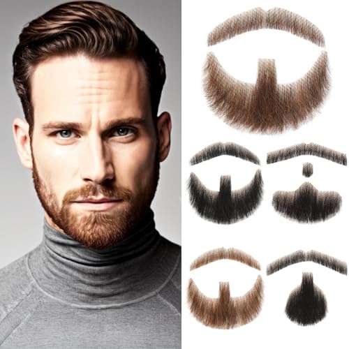 Doremi Fake Goatee Realistic 100% Human Hair Brown Beard Goat Beard Halloween Dressing Men Makeup Entertainment/Drama/Party/Movie
