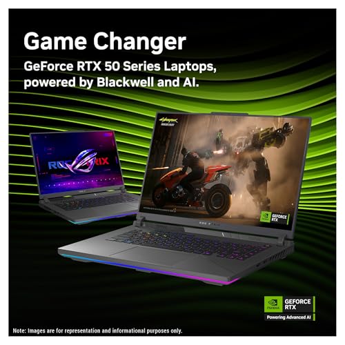 Image of ASUS ROG Strix G16 Gaming Laptop, AMD Ryzen 9-8940HX, 64 GB DDR5 RAM, 4 TB PCIe SSD, 16 inch WUXGA (1920x1200) 165Hz Display, Nvidia G-Force RTX 5070Ti, 4-Zone RGB Backlit Keyboard, W11 Home, Eclipse Grey