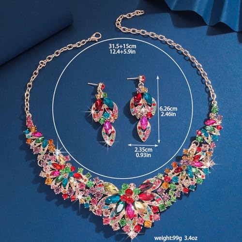 Image of Shining Diva Fashion Stylish Design Fancy Crystal Necklace Jewellery Set for Women | Trendy Celebrity Inspired Jewellery
