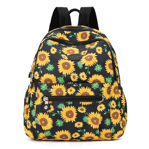 Image of Pealwel Mini Backpack Purse for Women,Small Nylon backpacks for Ladies Backpacks Women Anti Theft Travel Bag (Sun Flower)