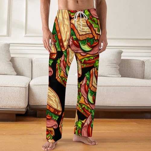 Sandwich Whole Wheat Turkey Ham Mens Pajama Pants Print Lounge Pant PJ Bottoms Sleepwear Loungewear2
