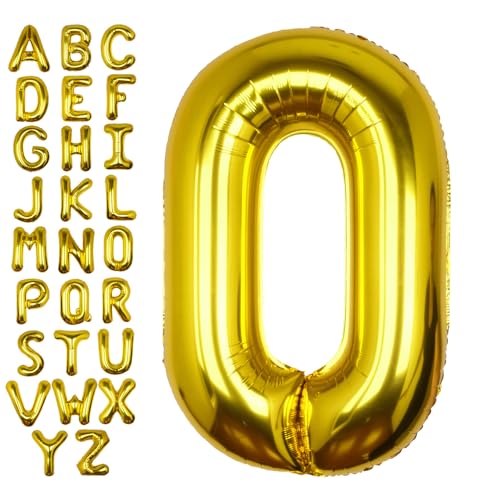 Image of 40 Inch Gold Letter O Balloon Big Foil Helium Letter Balloons A-Z | Giant Large Mylar Party Balloon for Birthday Party Decorations