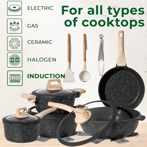 Just Perfecto Lot Casseroles et Poêles, Poêle à Frire 20cm/26cm, Casserole 18cm/20cm, Sauteuse 26cm, Induction, Poignée Amovible, Revêtement Antiadhésif, Couvercles Antiprojections (Jl-38) – Image 4