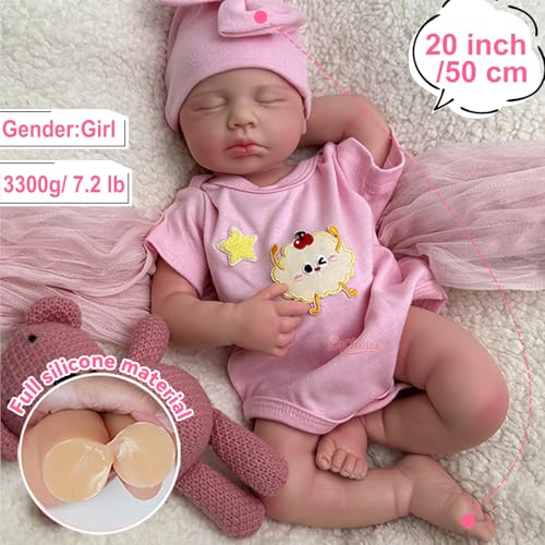 Muñeca Reborn Bebé Silicona Realista 20 Pulgadas miniatura 5