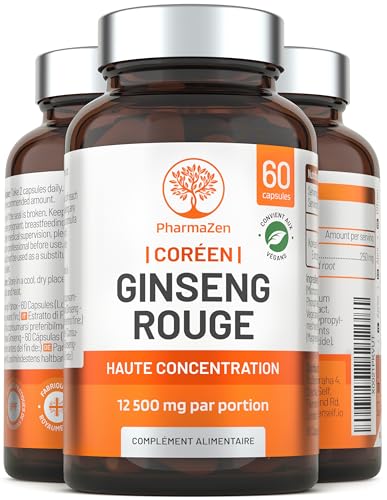 Ginseng Rouge de Corée Panax - Extra Fort 12 500 mg - 60 Gélules ...
