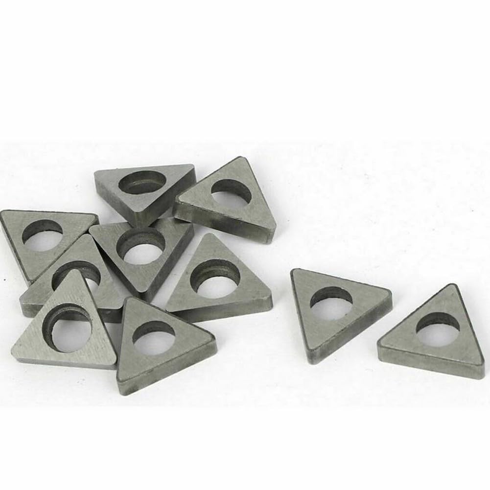 MT1603 - Portautensili per tornitura CNC, 10 pezzi, triangolare per inserti in carburo, spessore argento ad alta resistenza, 1,46 x 1,20 x 0,32 cm e 2 x 1,76 x 0,47 cm (MT1603)