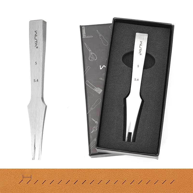 WUTA Leather Chisel All-Polished Die-Steel Puncher French Style Pricking Iron Sharp Leather Punching (Obverse, 5.4 mm 2Teeth)