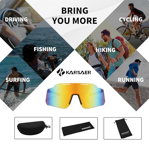 Image of Karsaer Unisex UV Protected Cycling Glasses Sports Sunglasses for ,Youth Baseball Softball Running Sunglasses E1315, White, L
