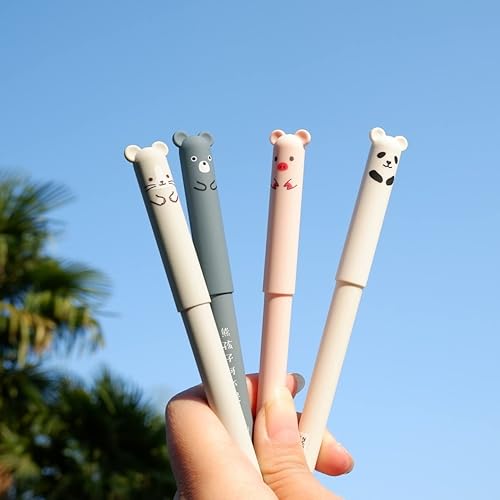 XYMYNB Bonito bolígrafo de gel borrable 4 unidades punta fina y suave estilo caricatura de secado rápido para la escuela la oficina y la escritura 4