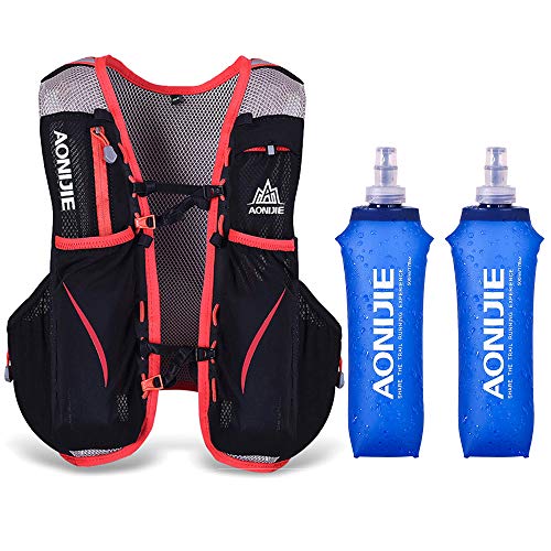 Lixada 5L Vejiga de Agua Mochila, Mochila Hidratación, Running Mochila, Impermeable y Transpirable, para Camping, Marathoner, Correr, Caminar, Escalada, Actividades al Aire Libre (S-M+2pcs 500,ml)