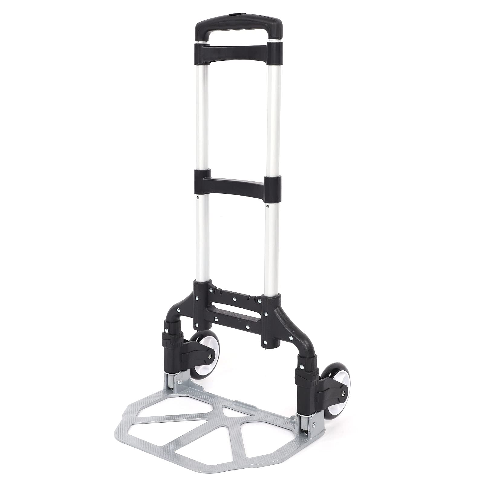 Carretilla de Mano de Aluminio Plegable de Alta Resistencia, Capacidad Compacta de 80 Kg, Carrito para Equipaje con Ruedas de Goma Silenciosas y Antideslizantes, Adecuado para