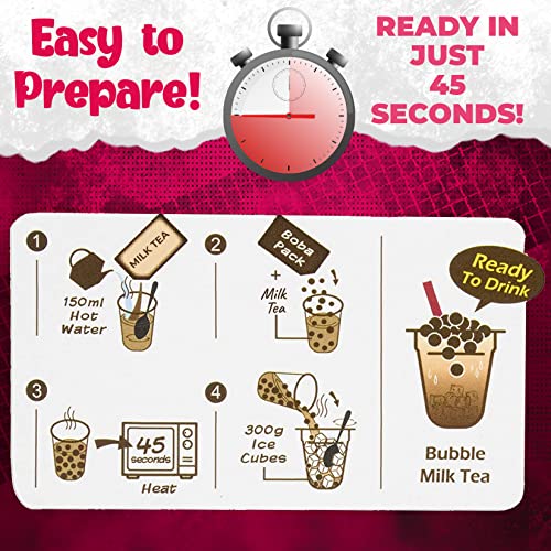 Fusion Select Authentic Bubble Tea Kit Extra Rich (5 Packs) Bubble Tea Drink, Boba Tapioca Pearl, Straws, Popular Bubble Tea Flavors (Brown Sugar Milk Tea)