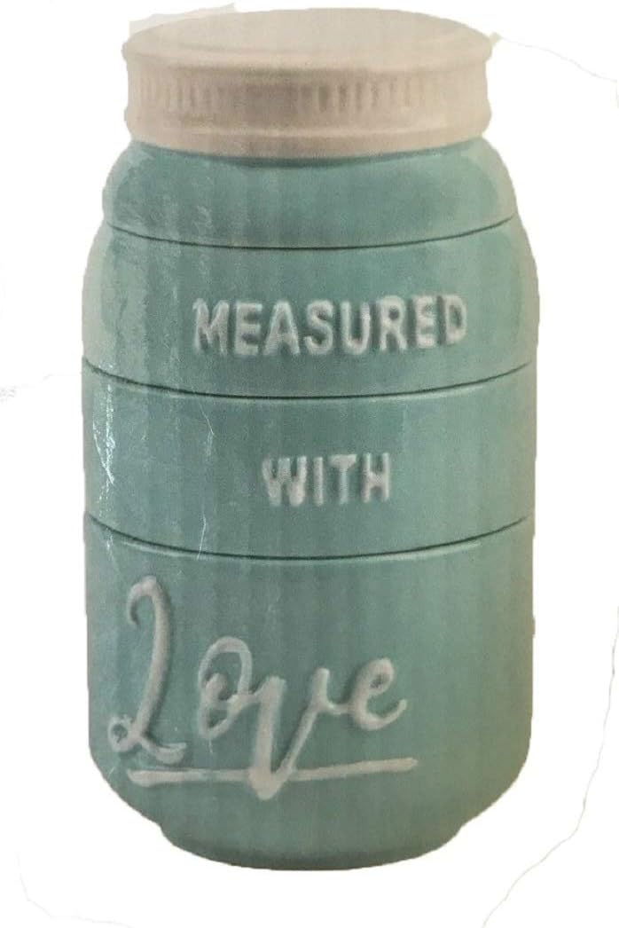 AttractionOil Gifts Stacking Jar Measured with Love 4-Piece Blue Ceramic Measuring Cups