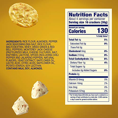 Image of Blue Diamond Almonds Nut Thins Cracker Crisps, Pepper Jack,4.25 Ounce (Pack of 4)