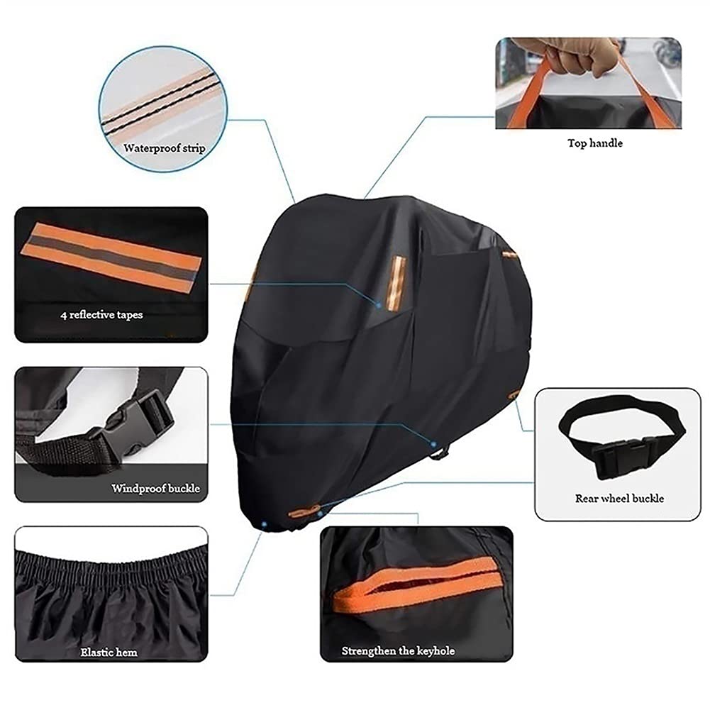 Favoto Motorcycle Cover Waterproof Outdoor - 300D Oxford Heavy Duty Universal Fit