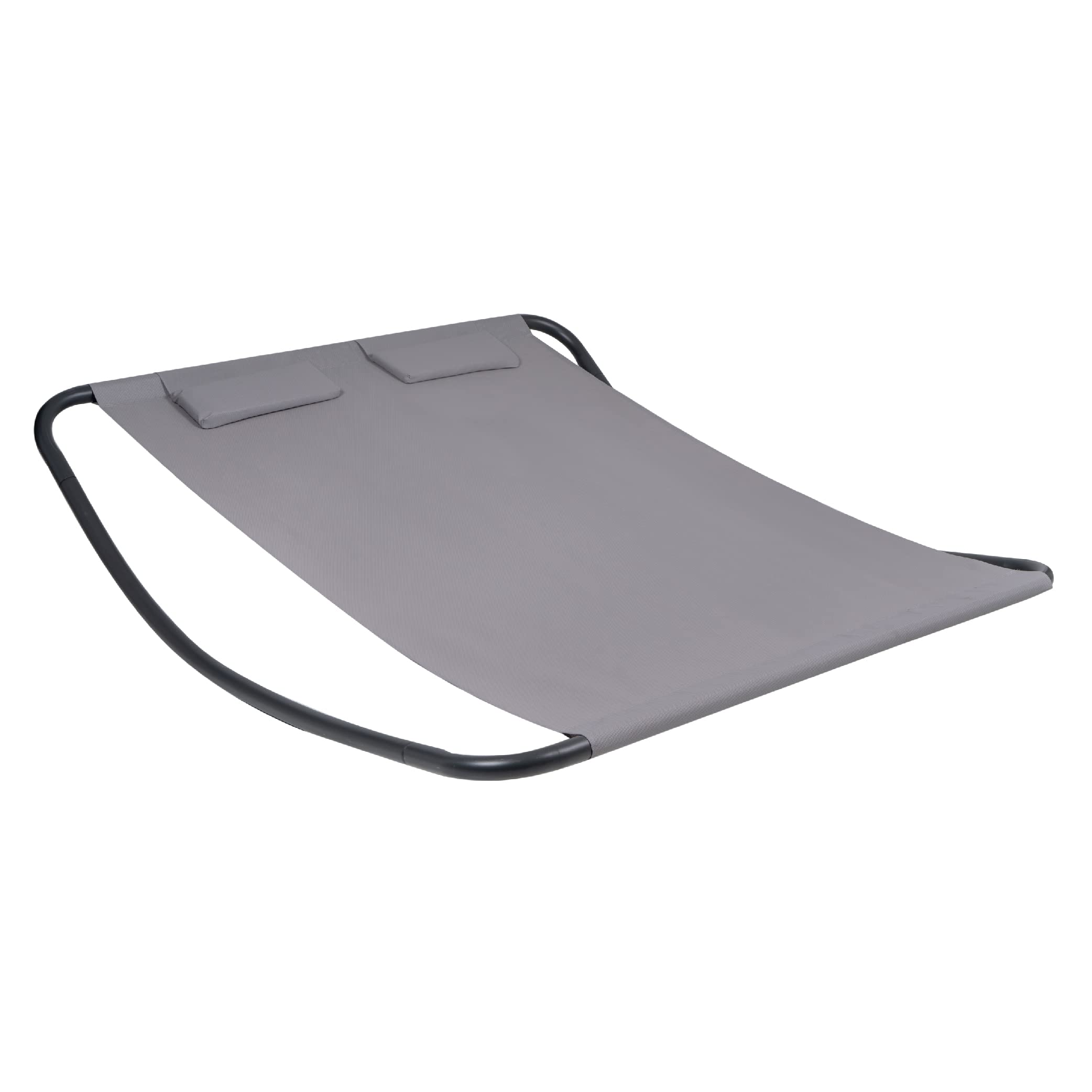 Hortan Lettino Matrimoniale Prendisole con Seduta Ergonomica In Tessuto Textilene, Cuscino Poggiatesta e Struttura A Dondolo In Acciaio Per Arredo Esterno, Giardino, Piscina e Terrazzo