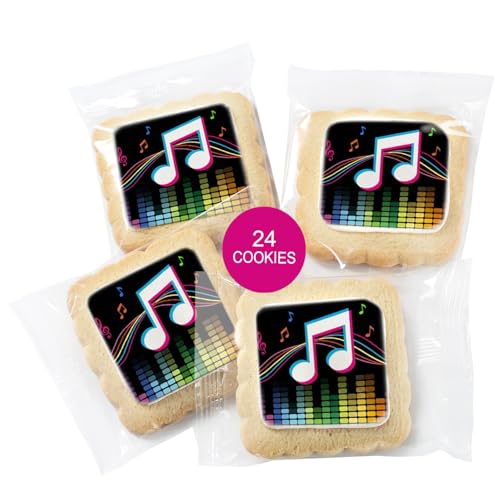 Image of Music Note Disco Party Cookies Individually Wrapped 24 Pack