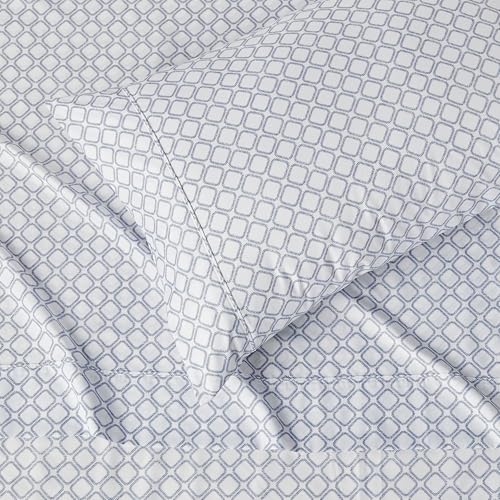 Image of Amazon Basics Lightweight Super Soft Easy Care Wrinkle Free Microfiber 3 Piece Bed Sheet Set with 14-Inch Deep Pockets, Twin, Aqua Square Grid, Kids, Men & Women Bedding