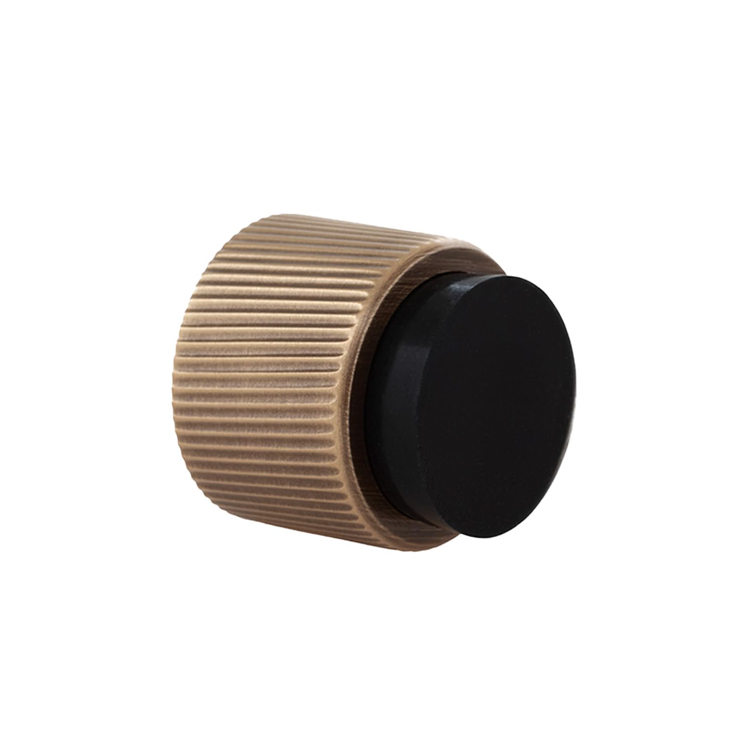 Evi Herrajes Brass - Aged Leather | Designer Wall Door Stop - Fluted Design - 28X28mm - Brass Aged Leather - Adhesive And Screw Mounting
