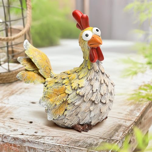 Wiresusan Outdoor Farmhouse Funny Chicken Statues Garden Cute Chicken Decorations Resin Animal Figurines Hen Yard Art Sculpture for Farm Garden Patio Lawn Outside Home Hen Decor