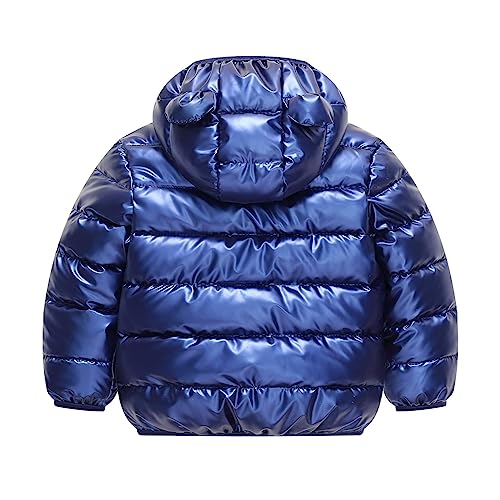 Boys Winter Coat Large Cartoon Luminous Rabbit Pattern Bear Ears Hooded Coat Jacket Little Boys Winter (Blue, 3-4 Years)4