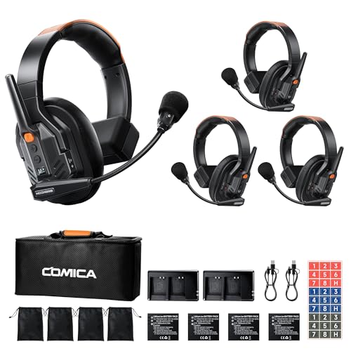 Image of COMICA Seekcom S1 Wireless Intercom Headset System for 4-User Team Intercom