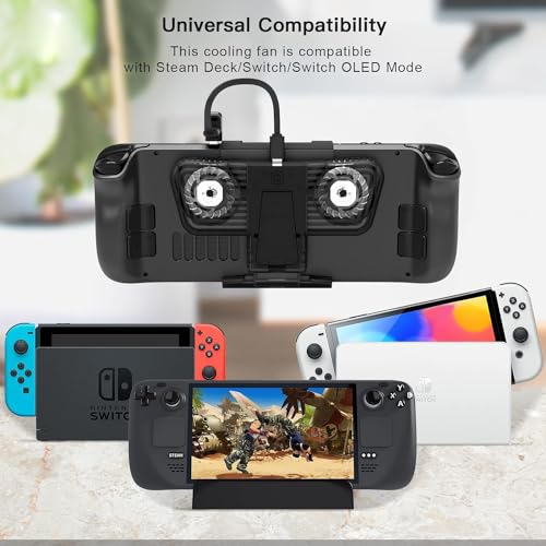 Image of New World Cooling Fan for Valve Steam Deck , Rog Ally & Switch OLED, Cooler fan Dock with Stand for Steam Deck and Nin-tendo Switch OLED Switch V2 With Adjustable Speed & Blue RGB Lighting