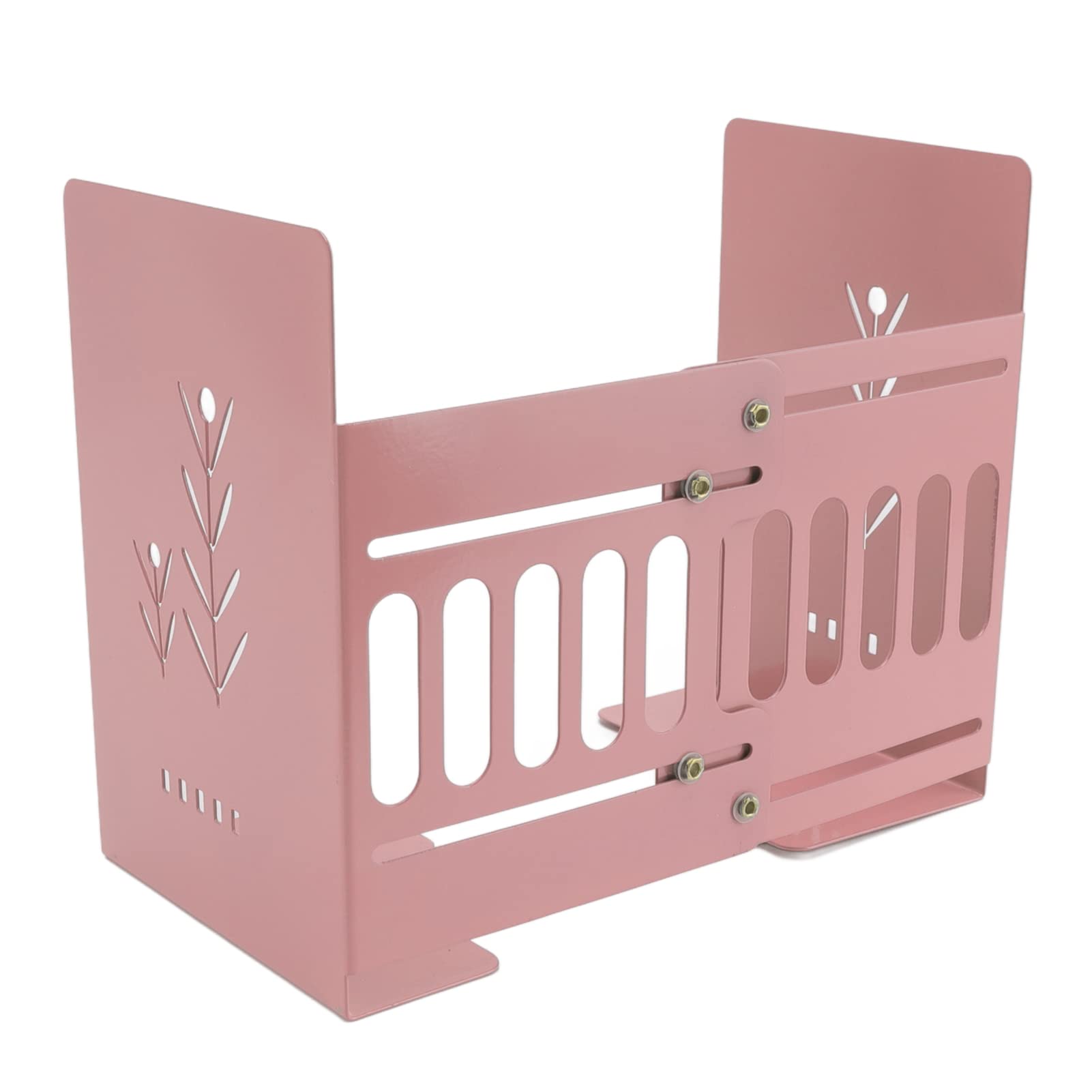 Qcwwy Supporti per Fermalibri in Metallo da 4 Pezzi, Organizer per Scaffali per Libri Retrattili, Grande Portante, Fermalibri Regolabile e Sottile, Salvaspazio, per Desktop, per Ufficio, (rosa chiaro)