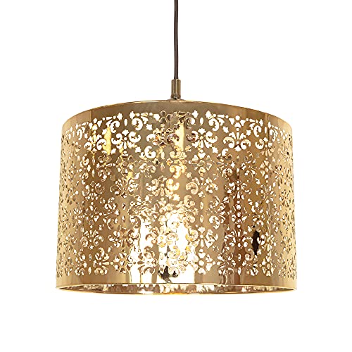 Abat-jour suspendu en métal doré brossé conçu par Marrakech avec décoration florale par Happy Homewares Cover